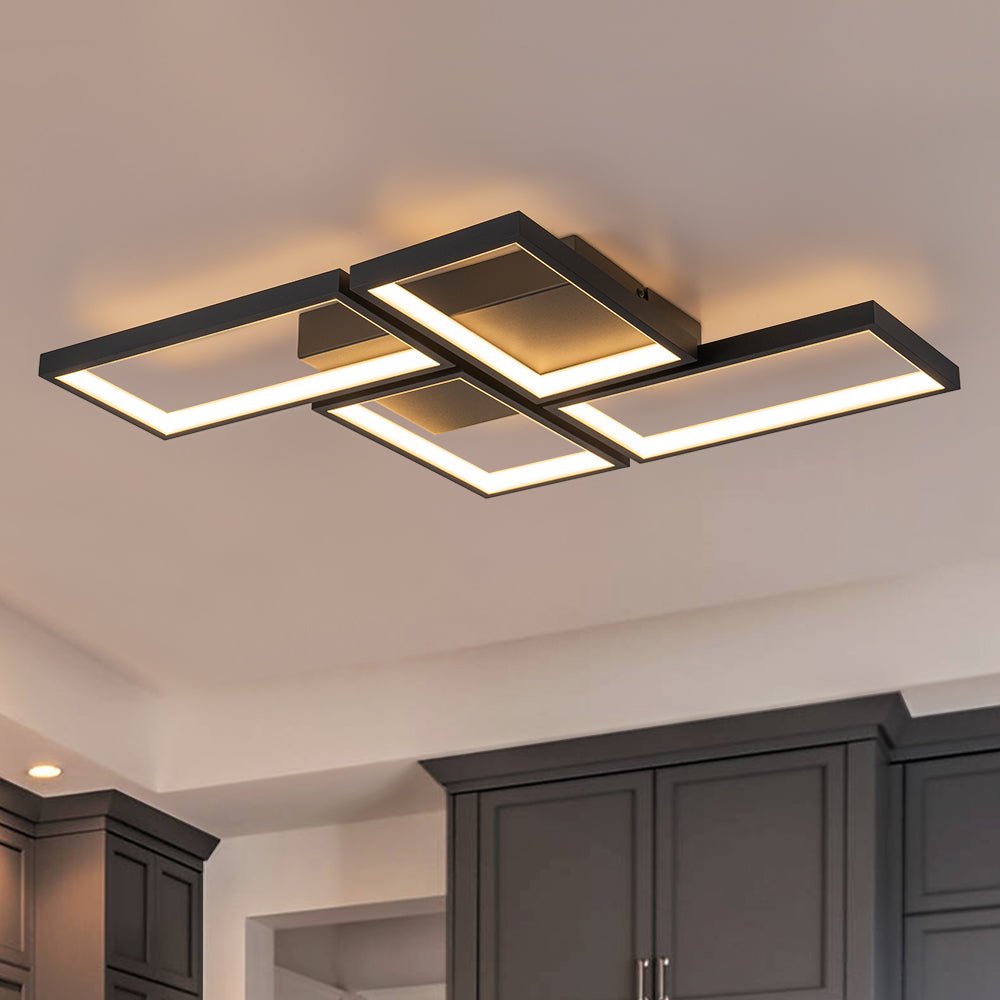 Minimalist 4-light Rectangular Dimmable LED Semi Flush Mount