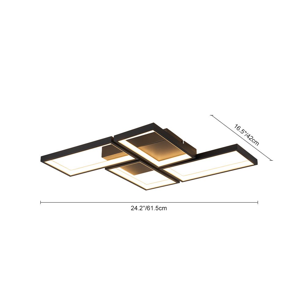 Minimalist 4-light Rectangular Dimmable LED Semi Flush Mount