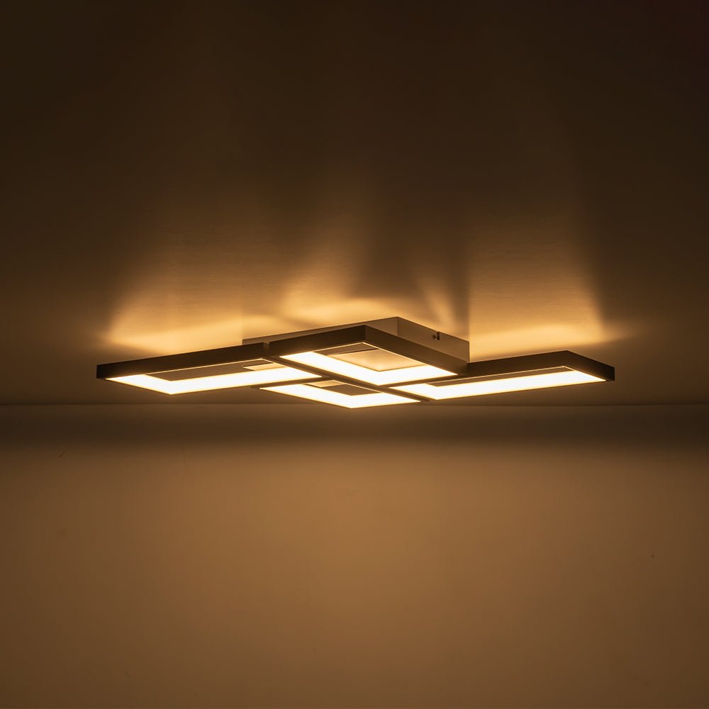Minimalist 4-light Rectangular Dimmable LED Semi Flush Mount