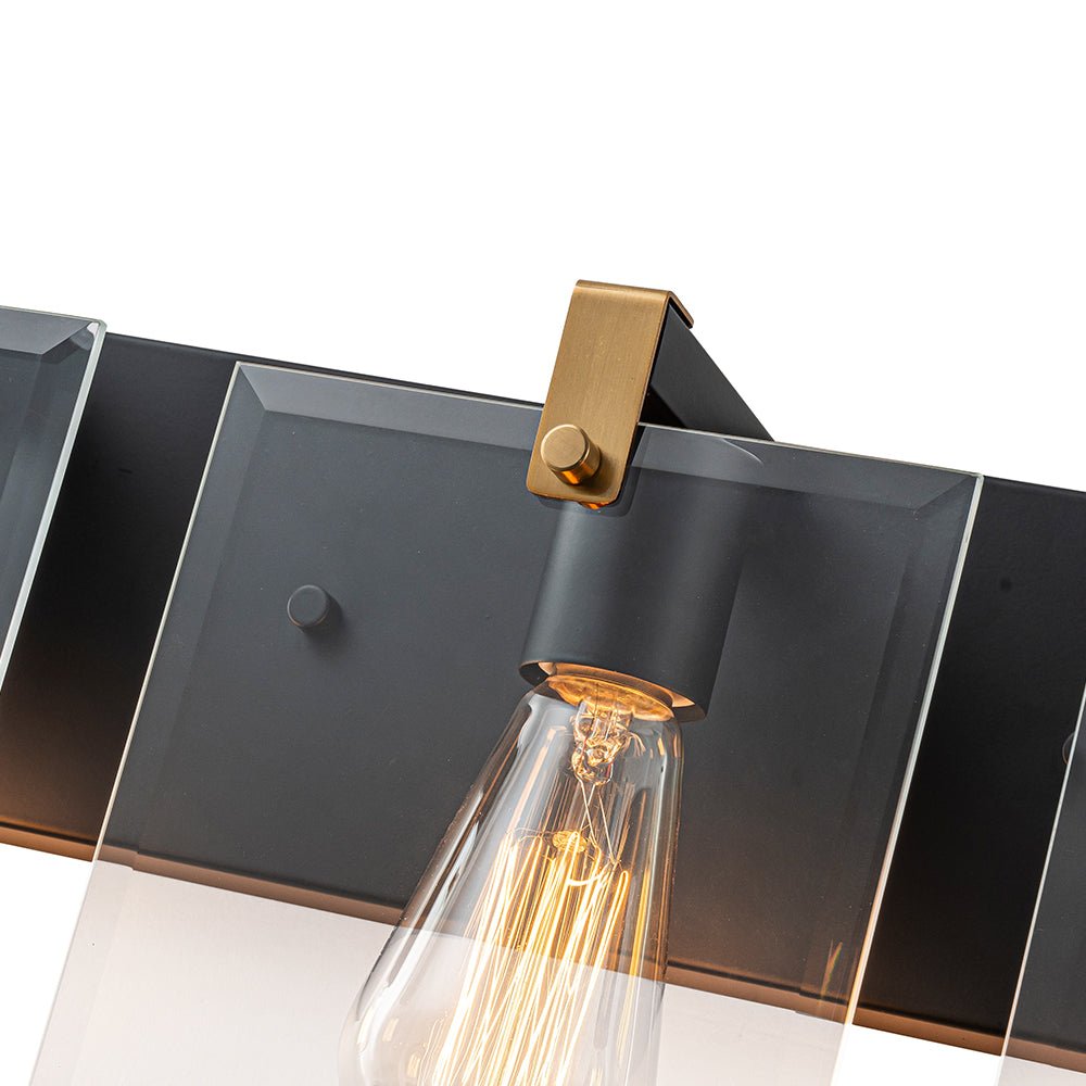 Minimalist Clear Glass Square Panel 3-Light Vanity Wall Lamp