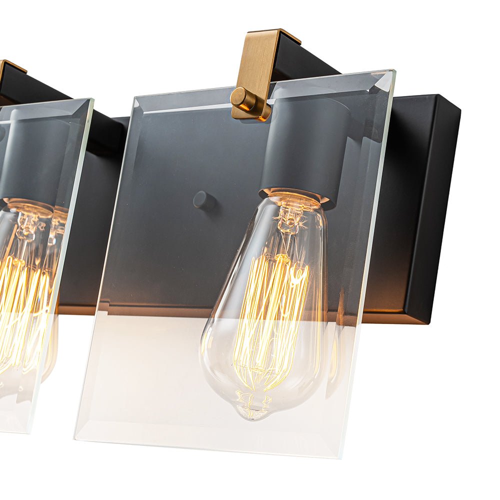 Minimalist Clear Glass Square Panel 3-Light Vanity Wall Lamp