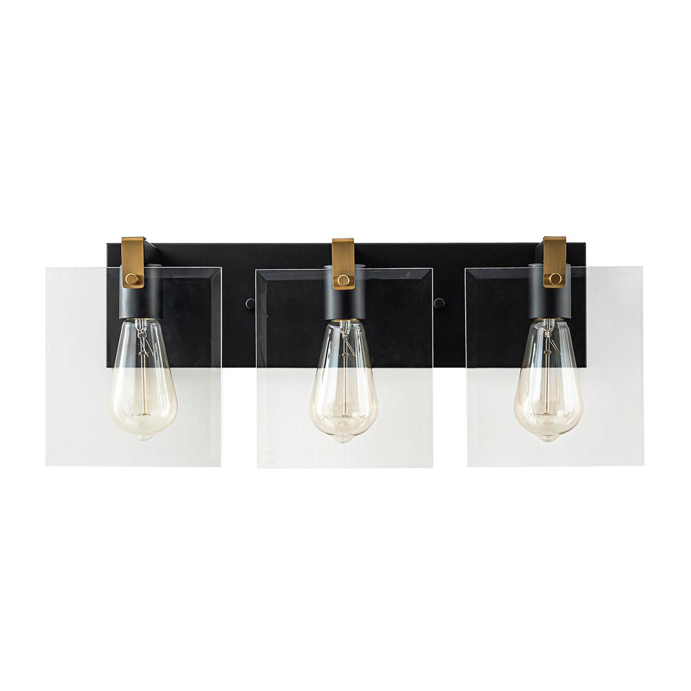 Minimalist Clear Glass Square Panel 3-Light Vanity Wall Lamp