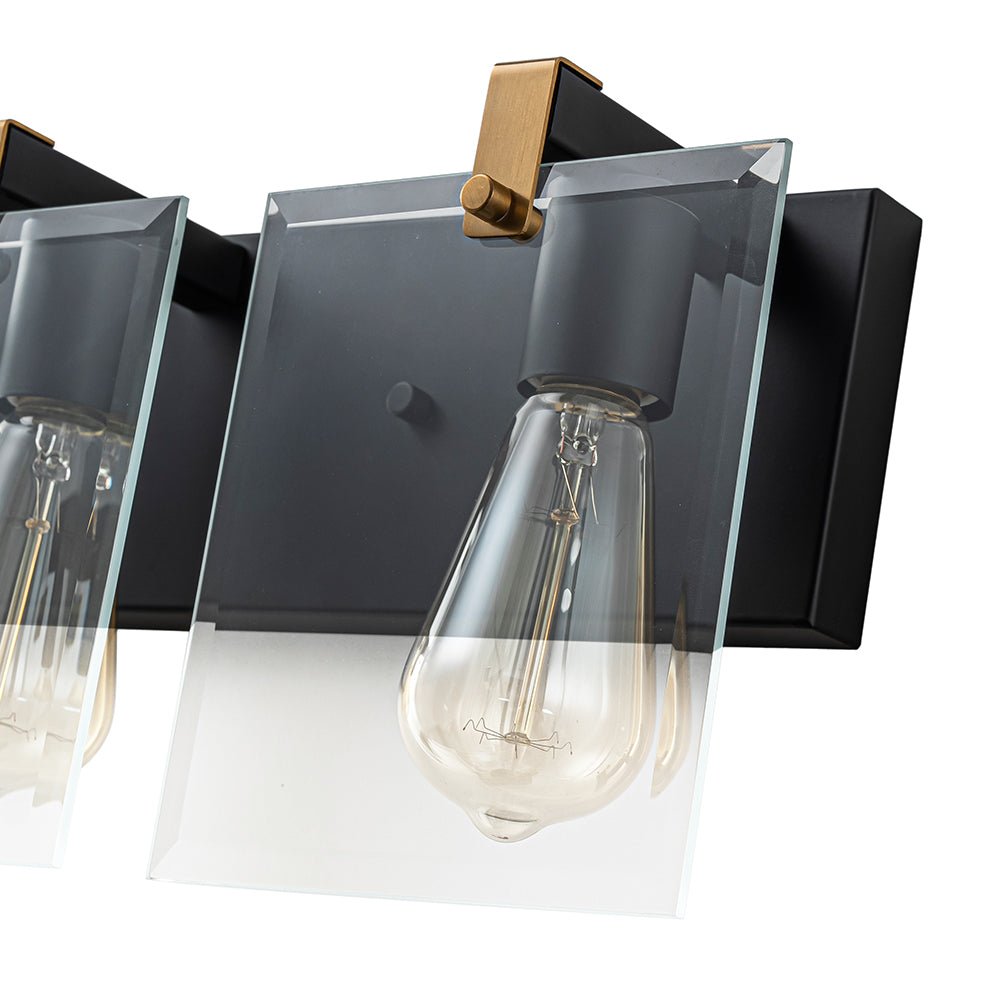 Minimalist Clear Glass Square Panel 3-Light Vanity Wall Lamp