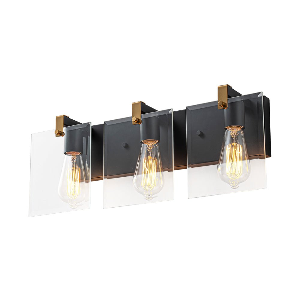 Minimalist Clear Glass Square Panel 3-Light Vanity Wall Lamp