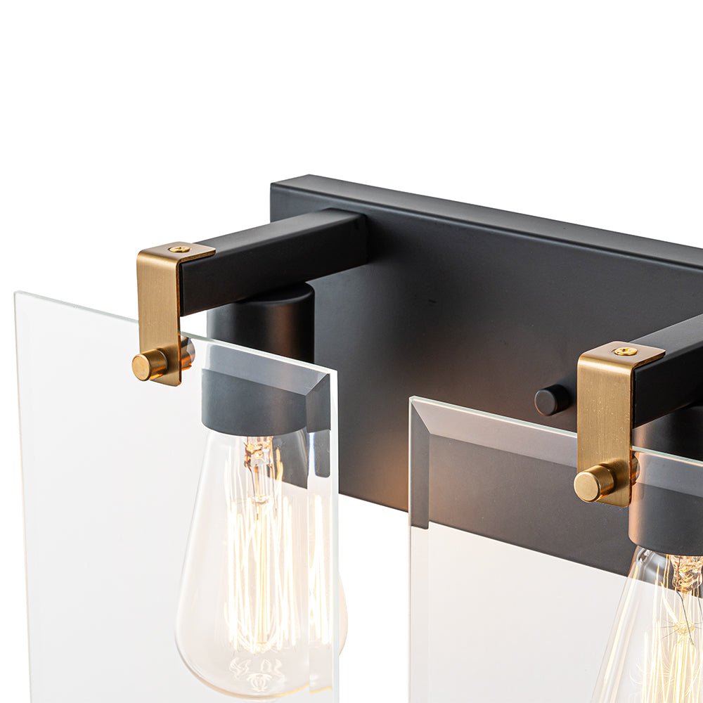 Minimalist Clear Glass Square Panel 3-Light Vanity Wall Lamp