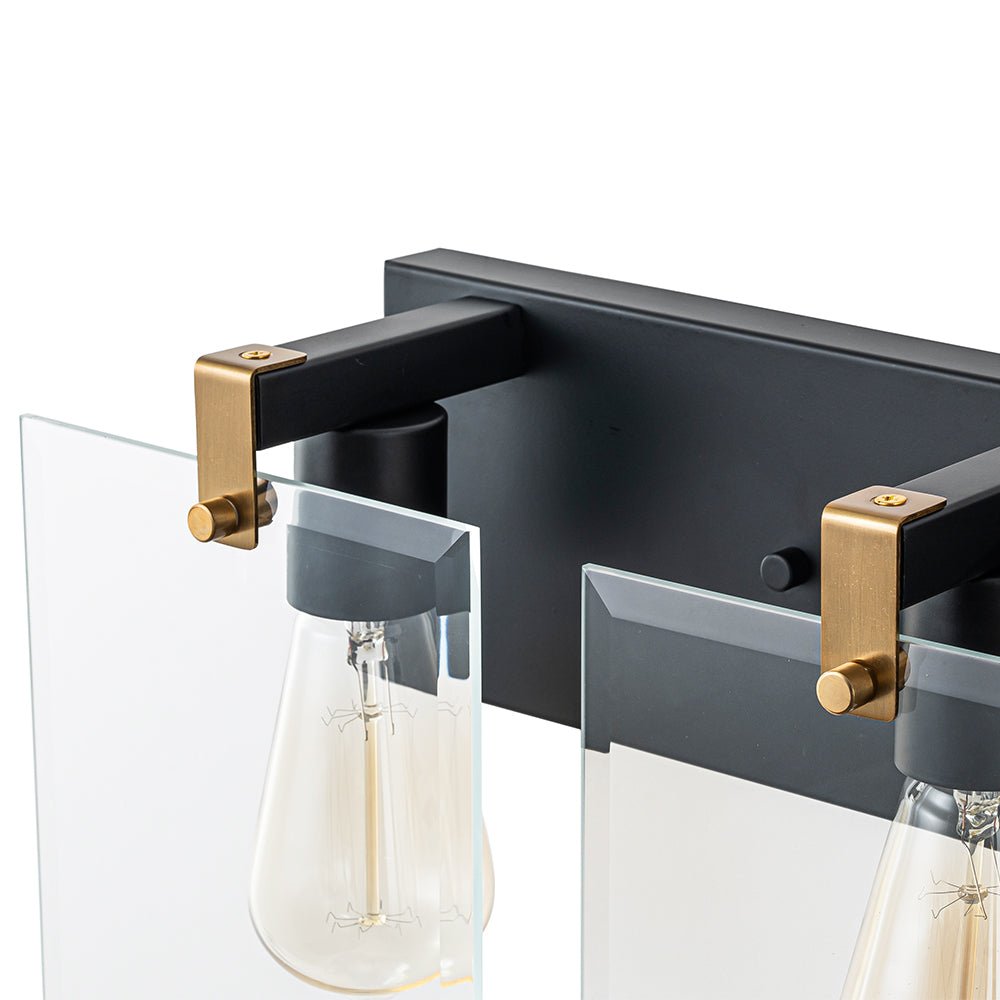 Minimalist Clear Glass Square Panel 3-Light Vanity Wall Lamp