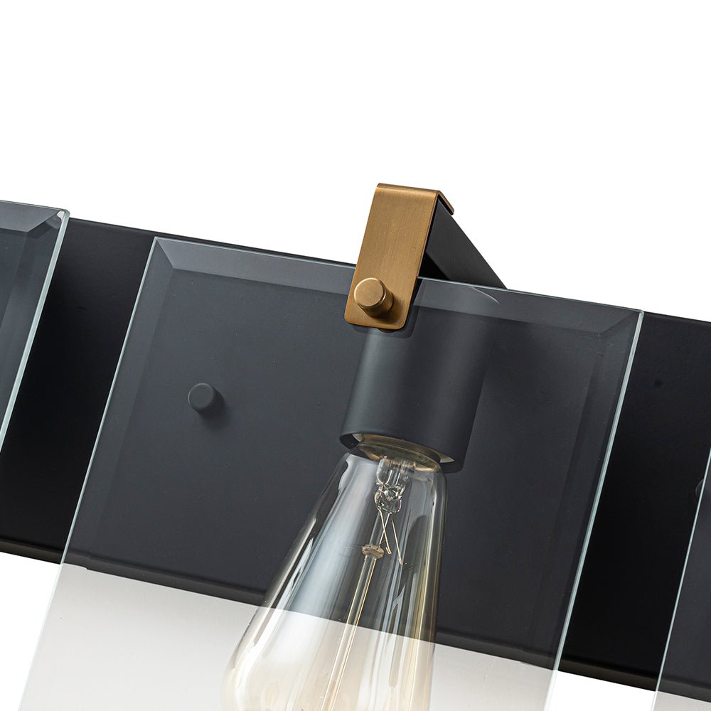 Minimalist Clear Glass Square Panel 3-Light Vanity Wall Lamp