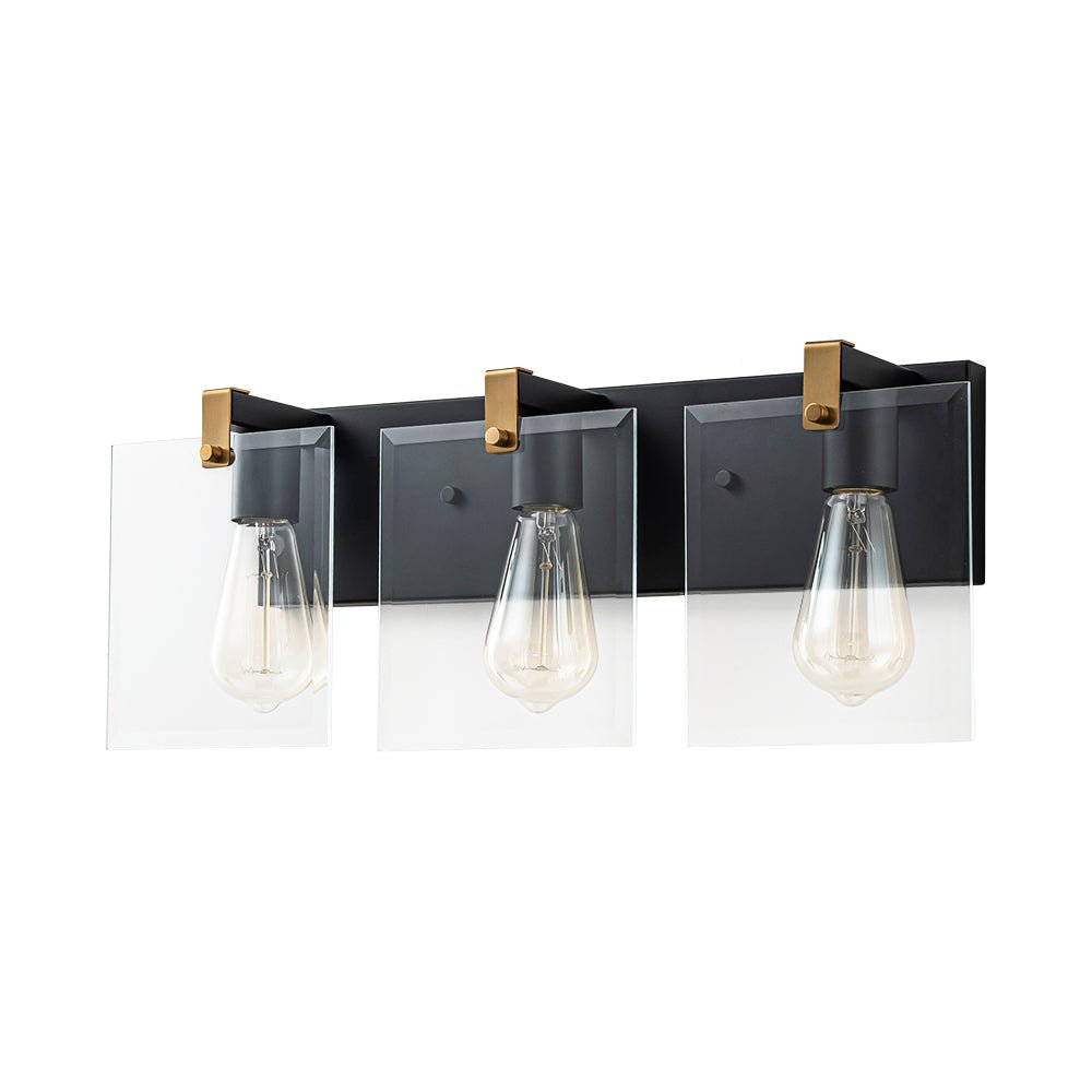 Minimalist Clear Glass Square Panel 3-Light Vanity Wall Lamp