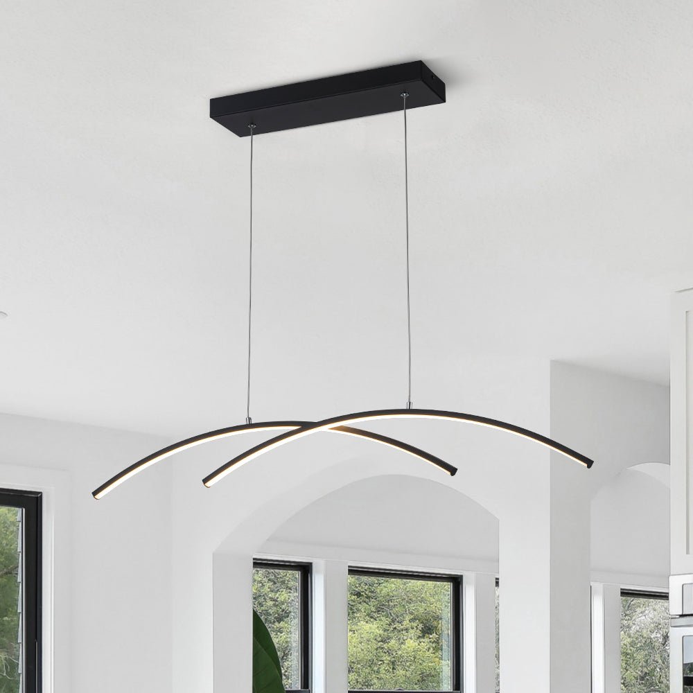 Minimalist Dimmable LED Black Arched Island Chandelier