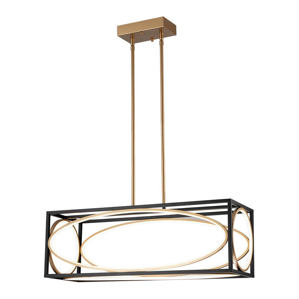 Minimalist Dimmable LED Black Gold Square Kitchen Pendant