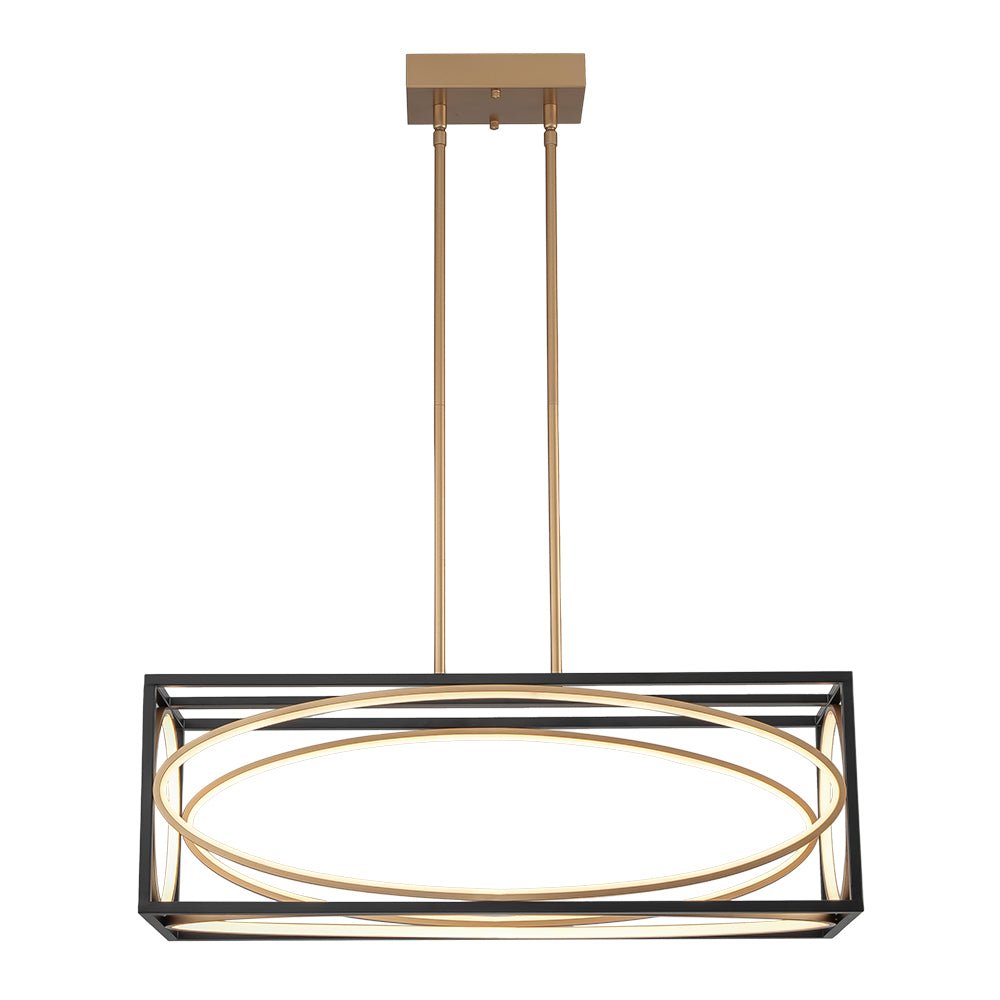 Minimalist Dimmable LED Black Gold Square Kitchen Pendant