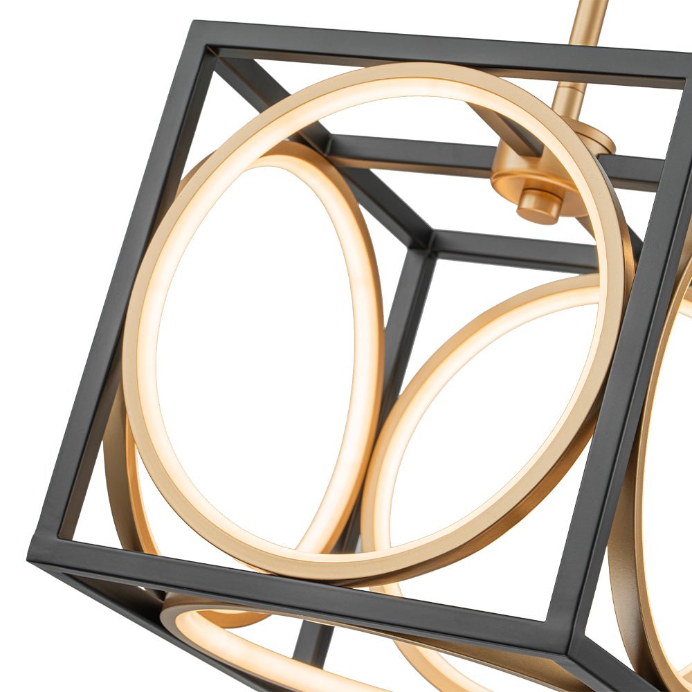 Minimalist Dimmable LED Black Gold Square Kitchen Pendant