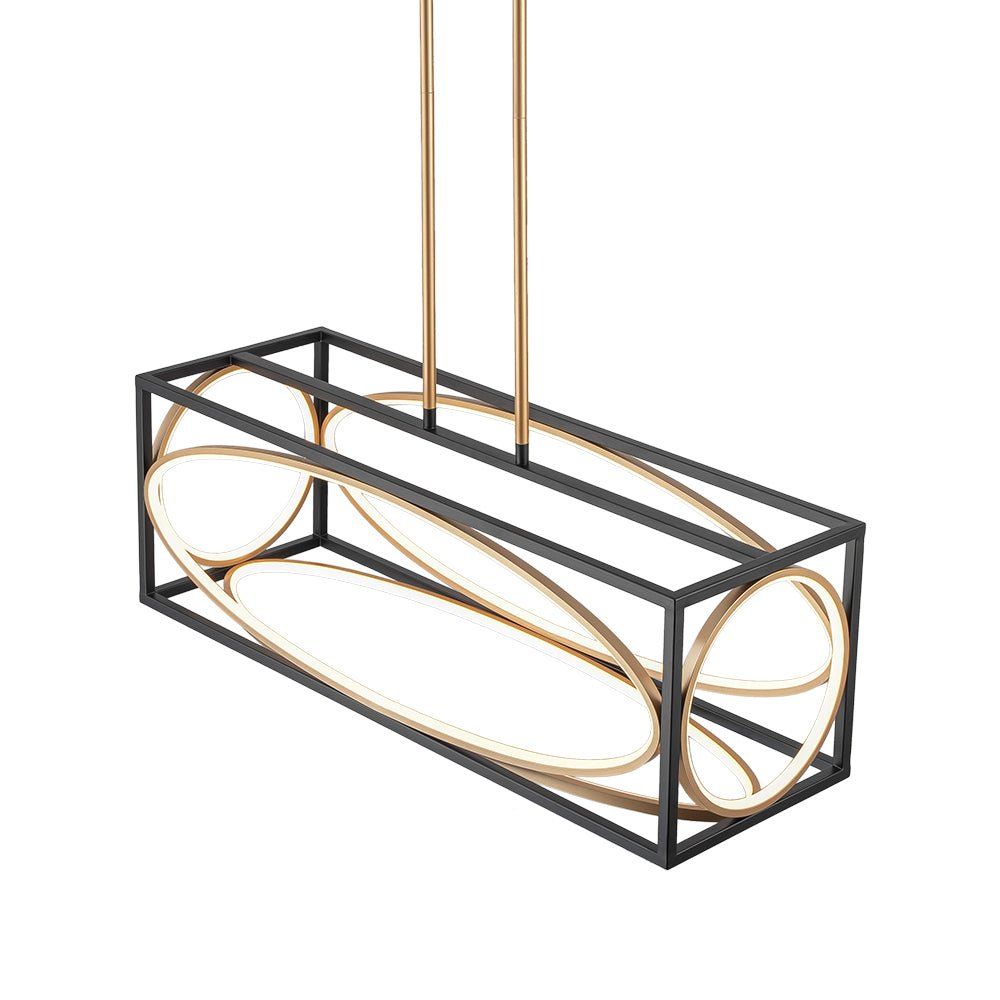 Minimalist Dimmable LED Black Gold Square Kitchen Pendant