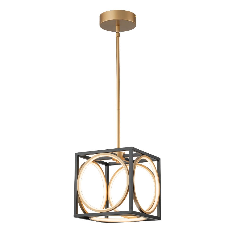 Minimalist Dimmable LED Black Gold Square Kitchen Pendant