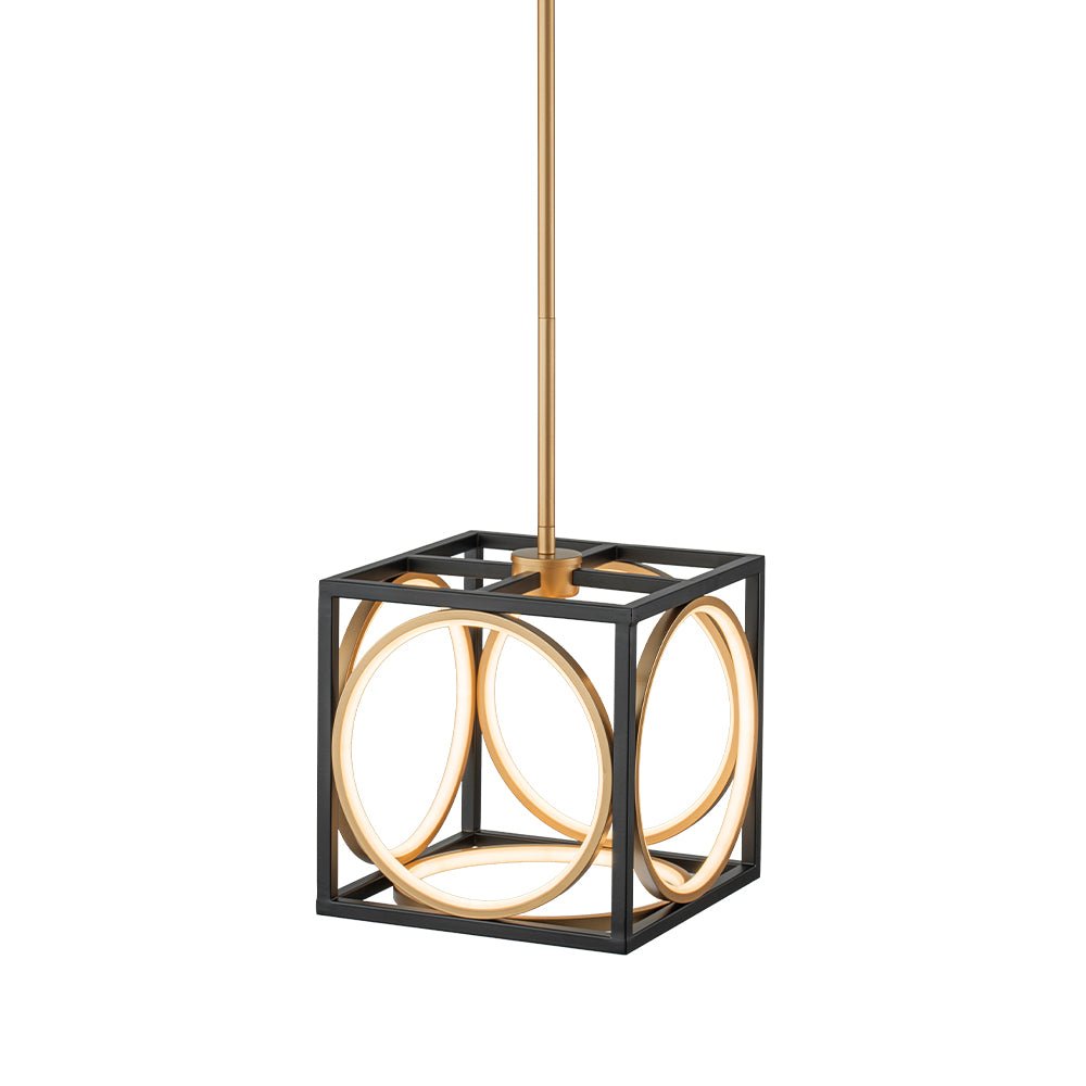 Minimalist Dimmable LED Black Gold Square Kitchen Pendant