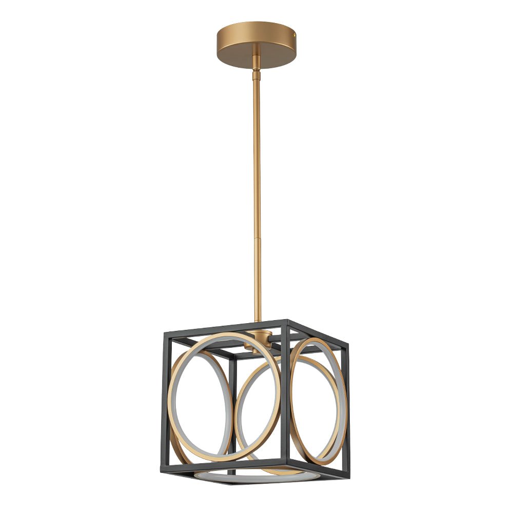 Minimalist Dimmable LED Black Gold Square Kitchen Pendant