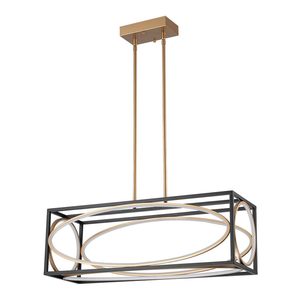 Minimalist Dimmable LED Black Gold Square Kitchen Pendant