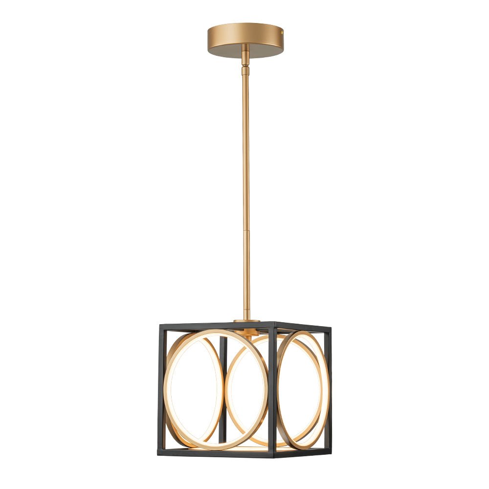 Minimalist Dimmable LED Black Gold Square Kitchen Pendant