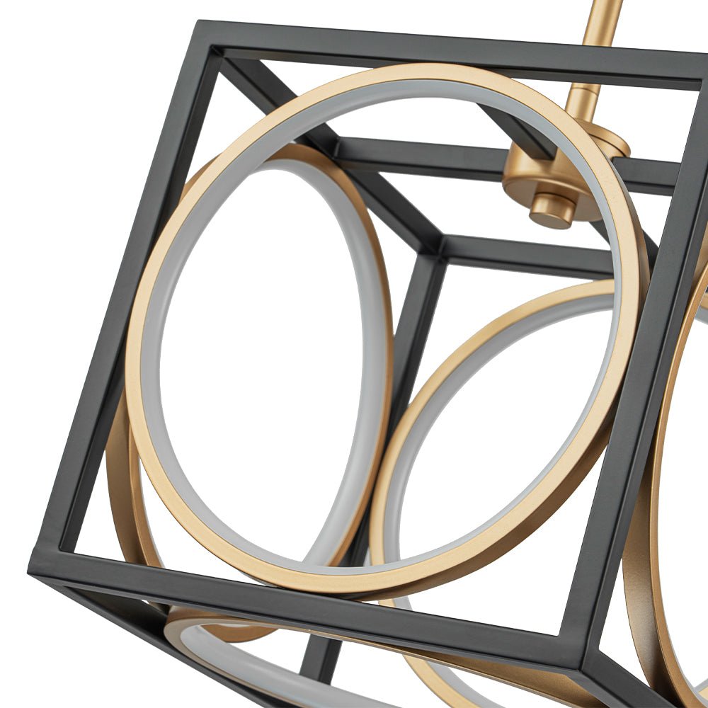 Minimalist Dimmable LED Black Gold Square Kitchen Pendant