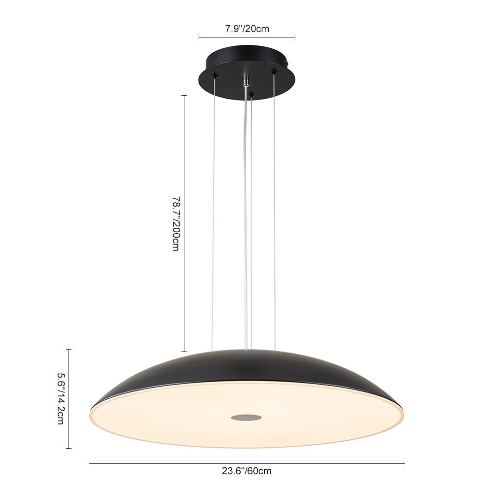 Minimalist Wide Flat Dome Dimmable LED Pendant Light