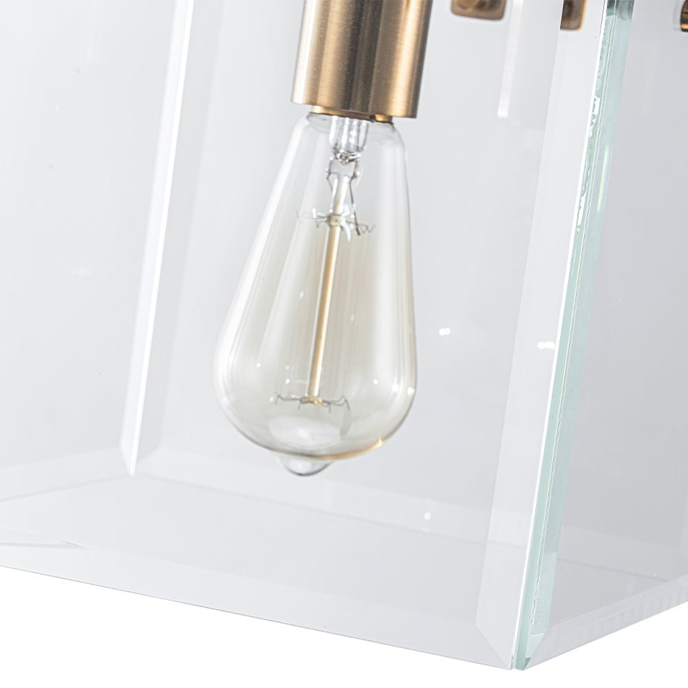 Modern 1-Light Clear Glass Square Cage Pendant Light