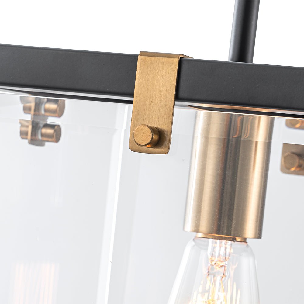 Modern 1-Light Clear Glass Square Cage Pendant Light