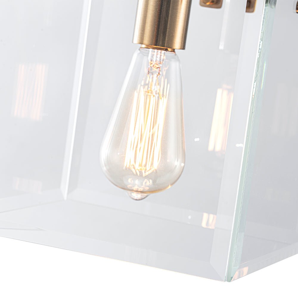Modern 1-Light Clear Glass Square Cage Pendant Light