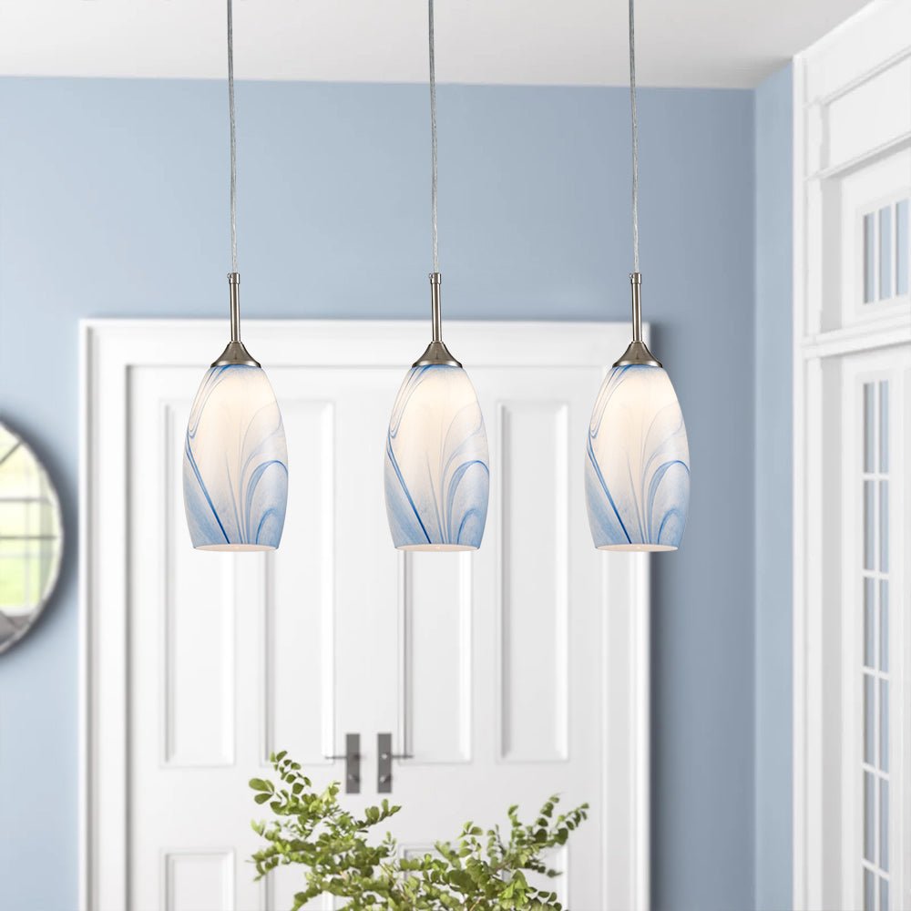 Modern 1-Light Glass Mica Kitchen Pendant Light