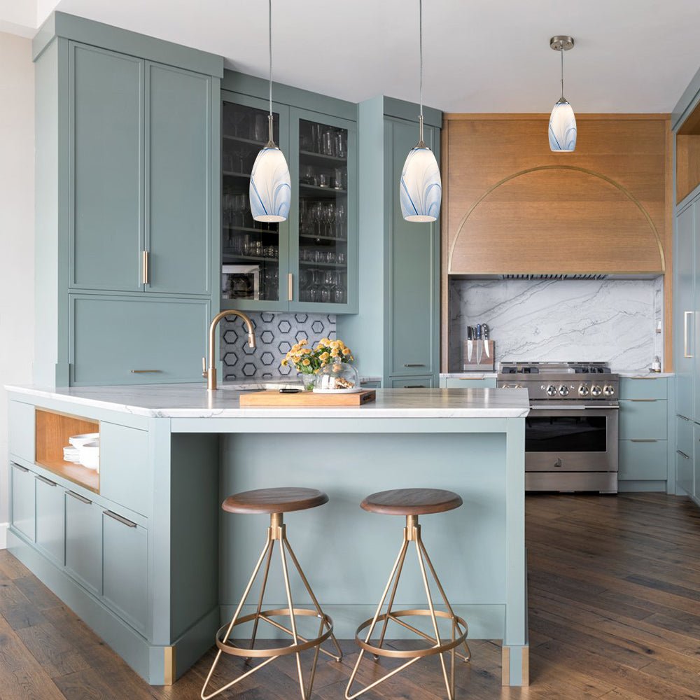 Modern 1-Light Glass Mica Kitchen Pendant Light