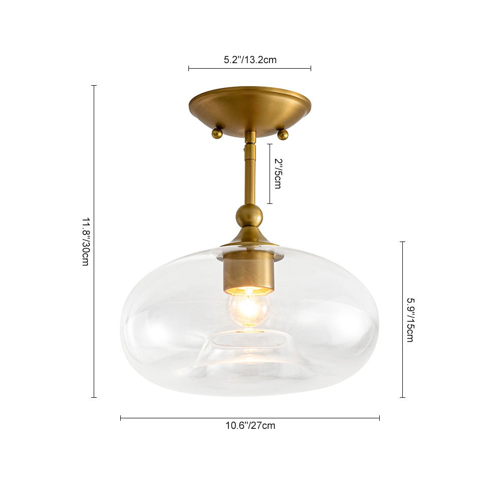 Modern 1-Light Round Donut Glass Semi Flush Mount