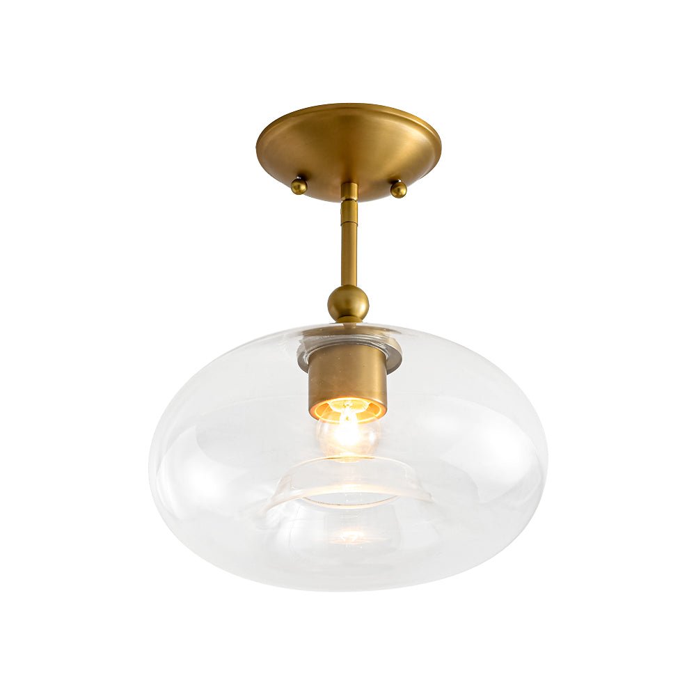 Modern 1-Light Round Donut Glass Semi Flush Mount
