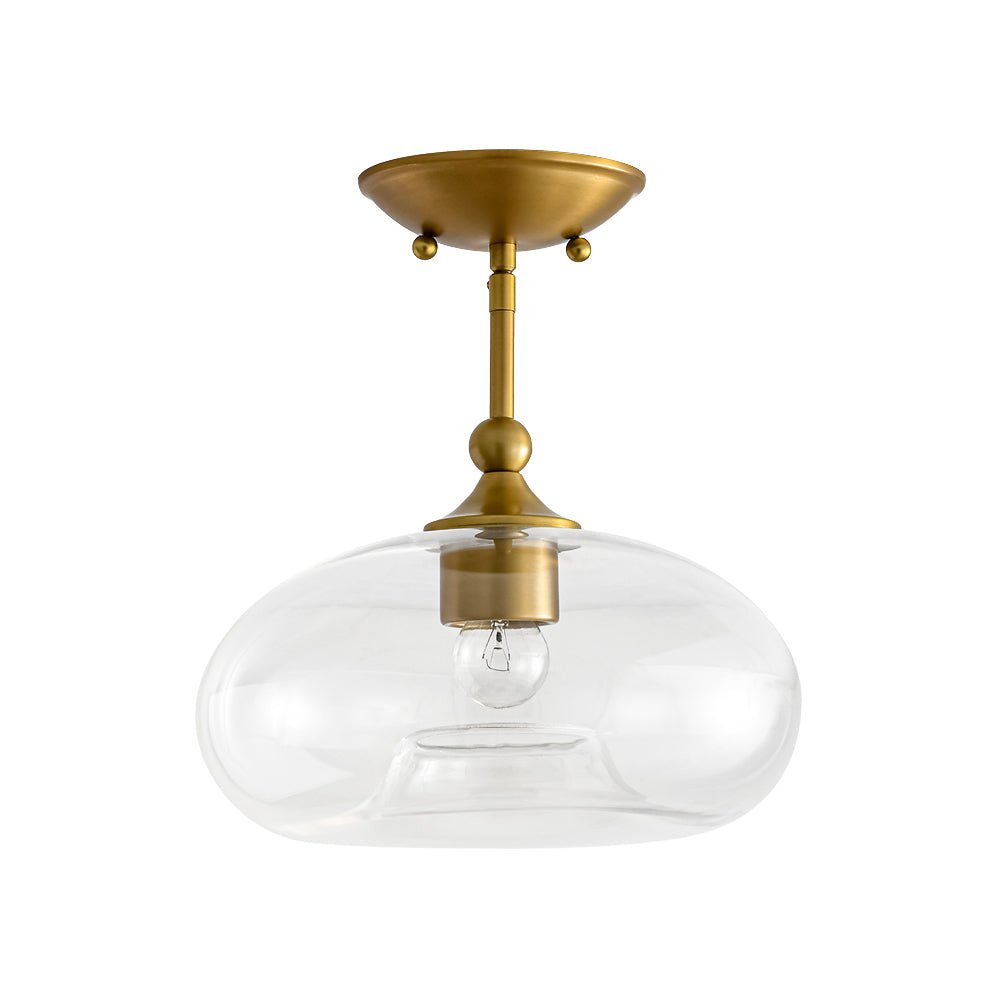 Modern 1-Light Round Donut Glass Semi Flush Mount