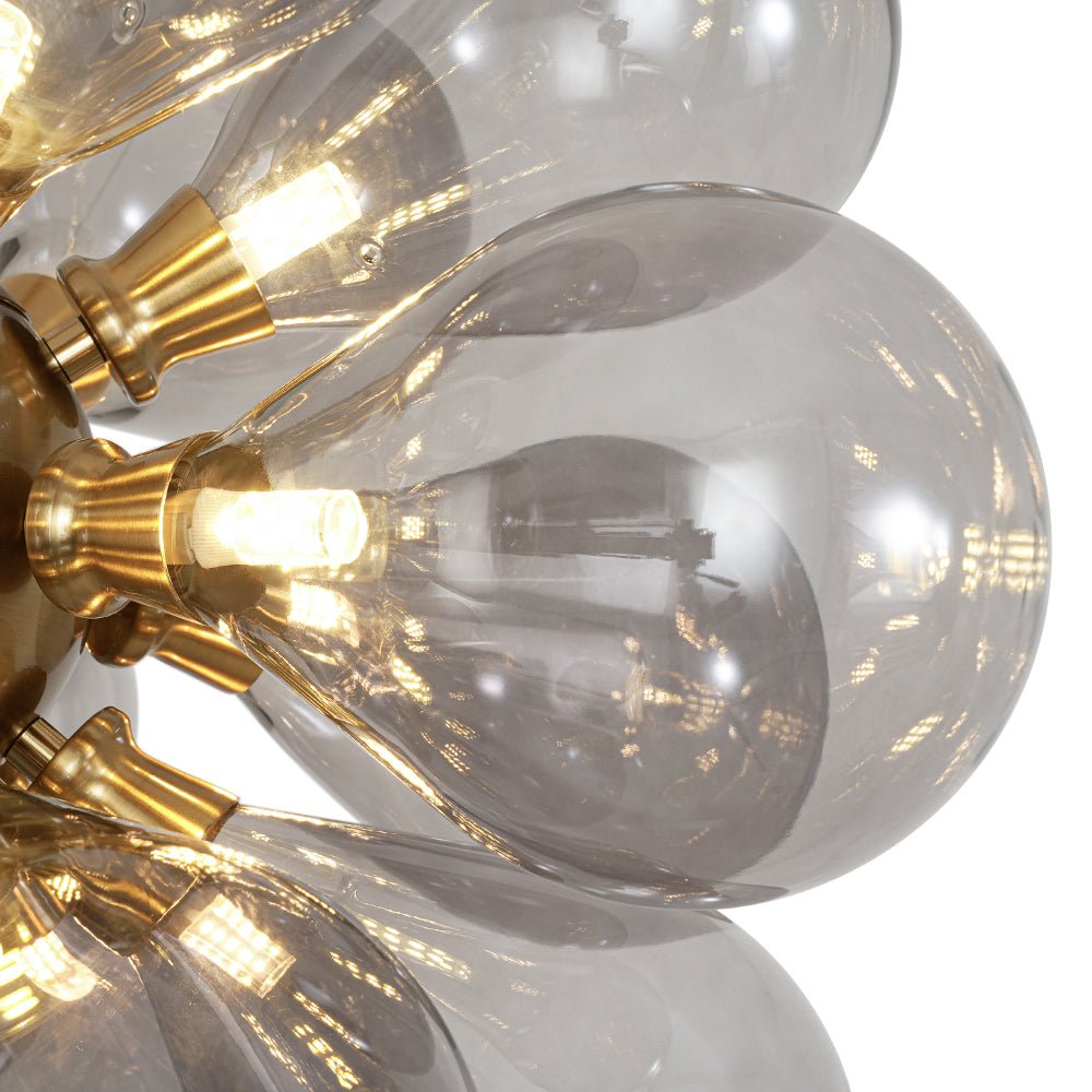 Modern 18-Light Cluster Gray Glass Bubble Chandelier