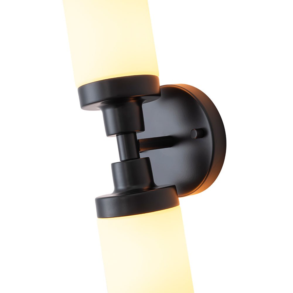 Modern 2-Light Opal Glass Cylinder Vanity Wall Lamp