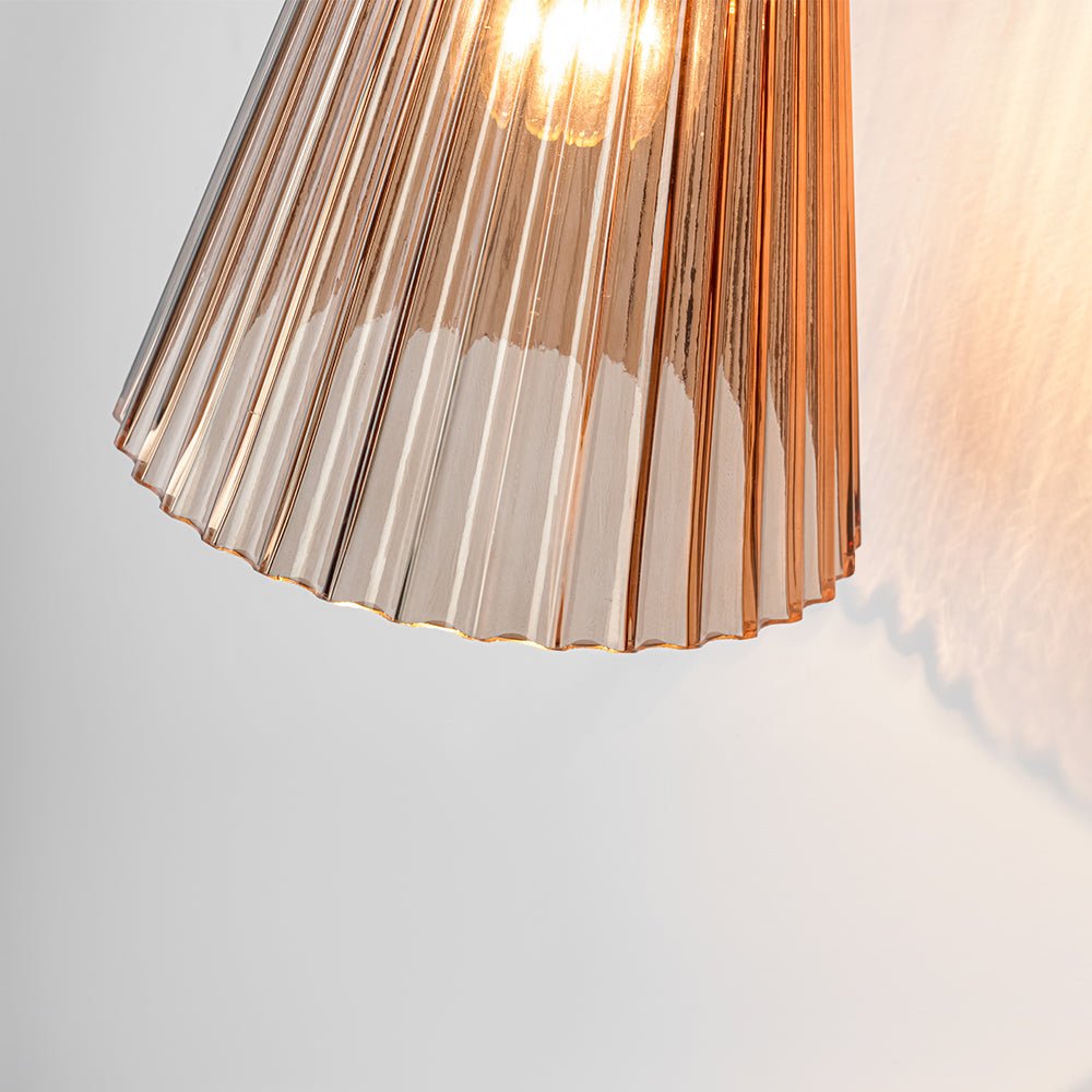 Modern 2-Light Up Down Pleated Glass Cone Wall Sconce