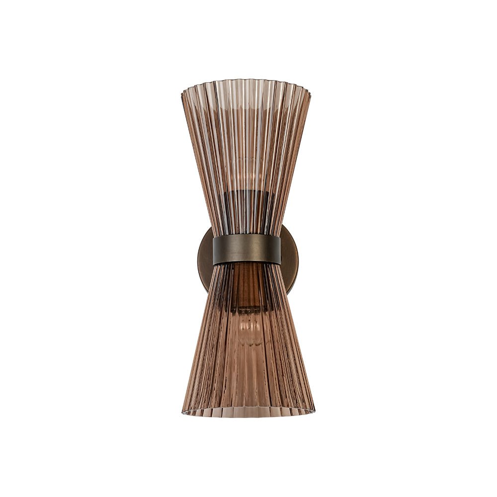 Modern 2-Light Up Down Pleated Glass Cone Wall Sconce