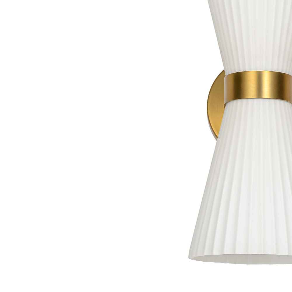Modern 2-Light Up Down Pleated Glass Cone Wall Sconce