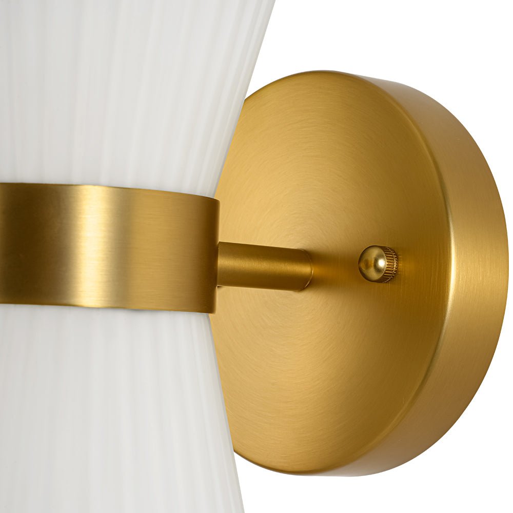 Modern 2-Light Up Down Pleated Glass Cone Wall Sconce
