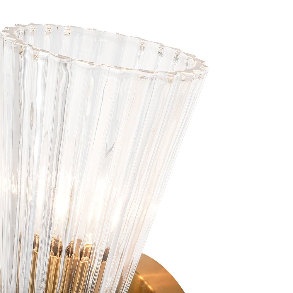 Modern 2-Light Up Down Ribbed Glass Hourglass Wall Lamp