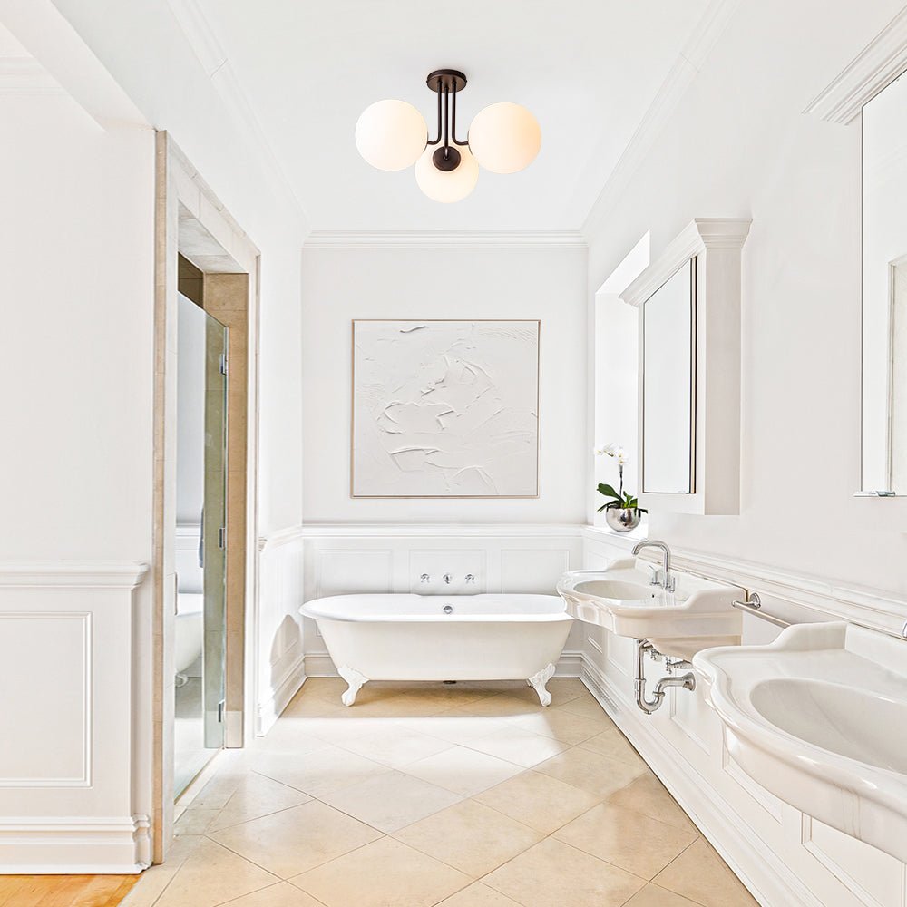 Modern 3-Light Opal Glass Globe Ceiling Light