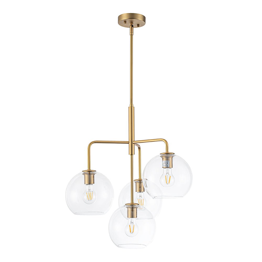 Modern 4-Light Clear Glass Bubble Hanging Sputnik Chandelier