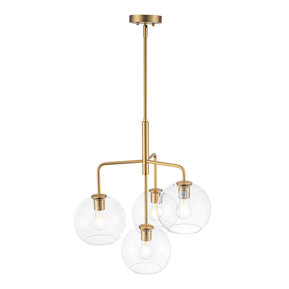 Modern 4-Light Clear Glass Bubble Hanging Sputnik Chandelier