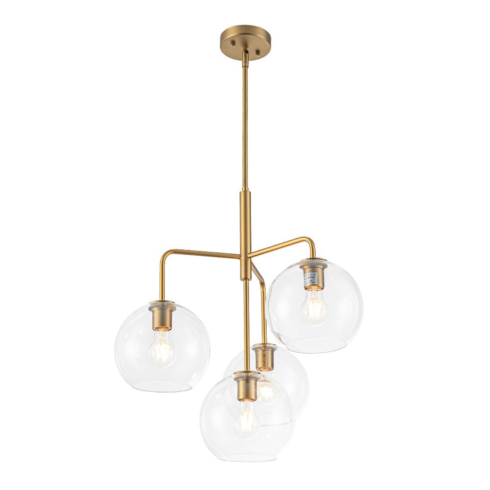 Modern 4-Light Clear Glass Bubble Hanging Sputnik Chandelier