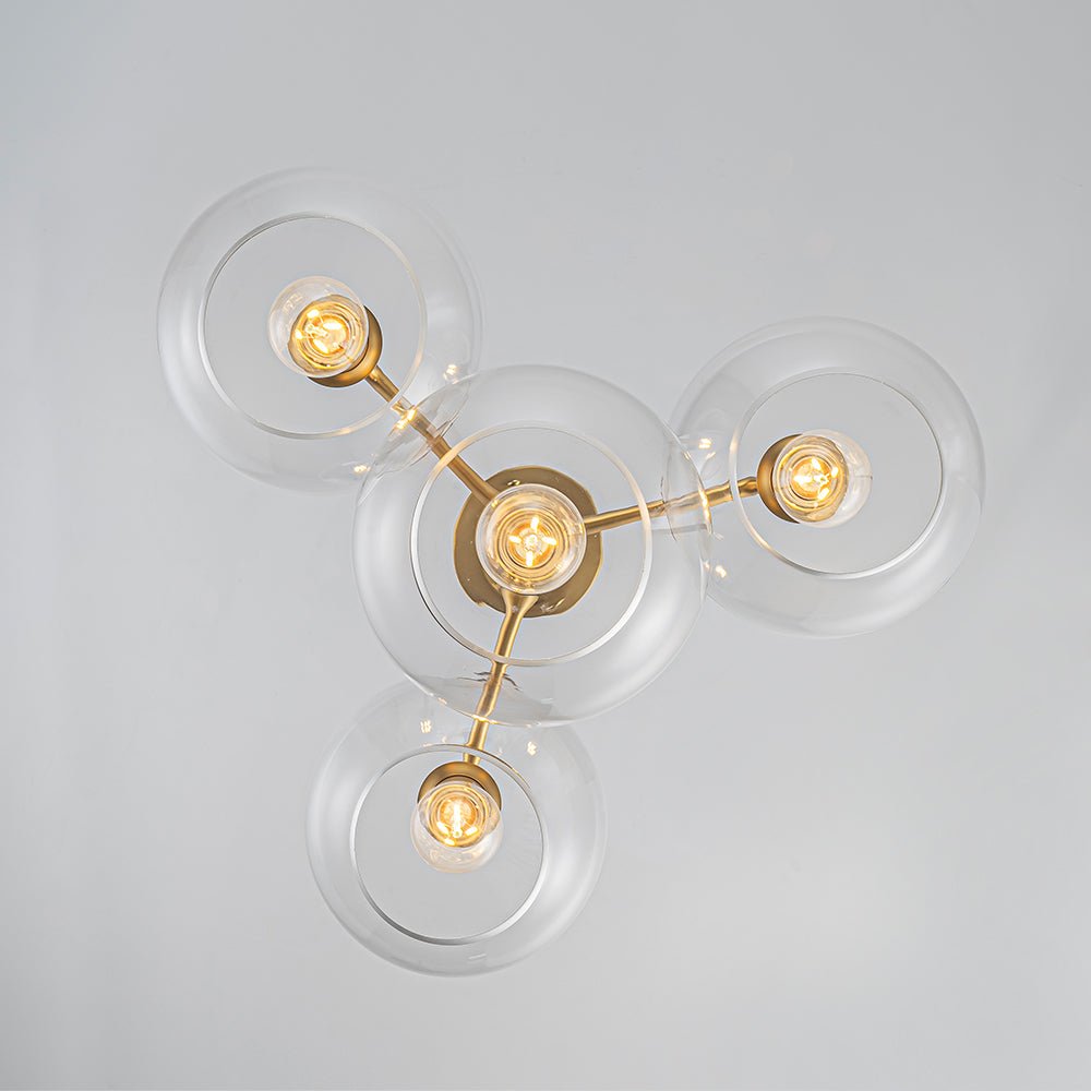 Modern 4-Light Clear Glass Bubble Hanging Sputnik Chandelier