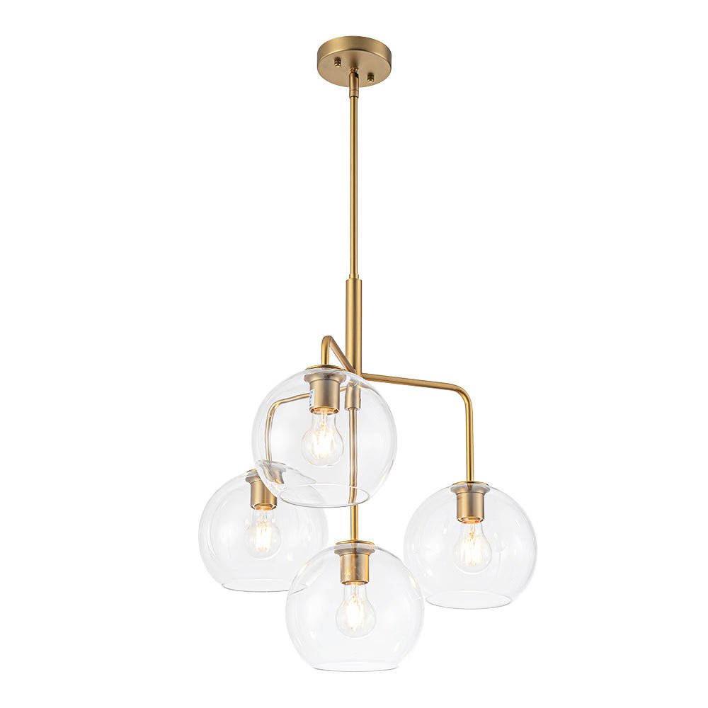 Modern 4-Light Clear Glass Bubble Hanging Sputnik Chandelier