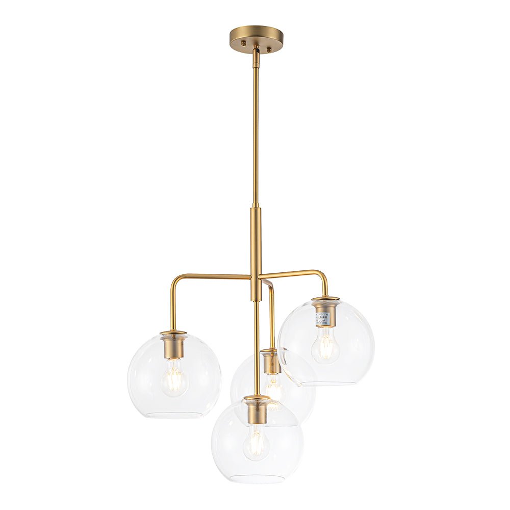 Modern 4-Light Clear Glass Bubble Hanging Sputnik Chandelier