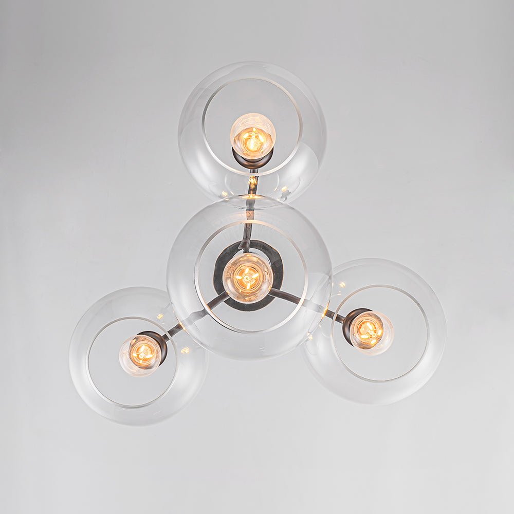 Modern 4-Light Clear Glass Bubble Hanging Sputnik Chandelier