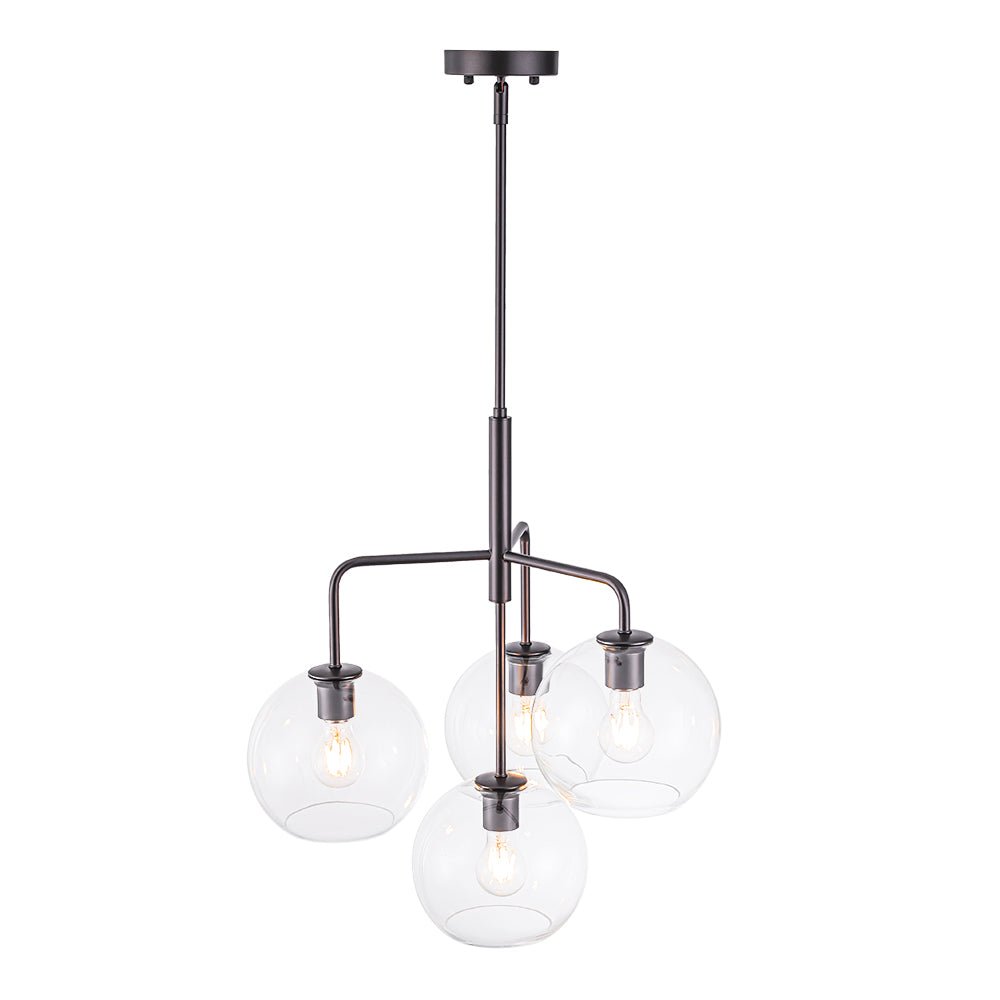 Modern 4-Light Clear Glass Bubble Hanging Sputnik Chandelier