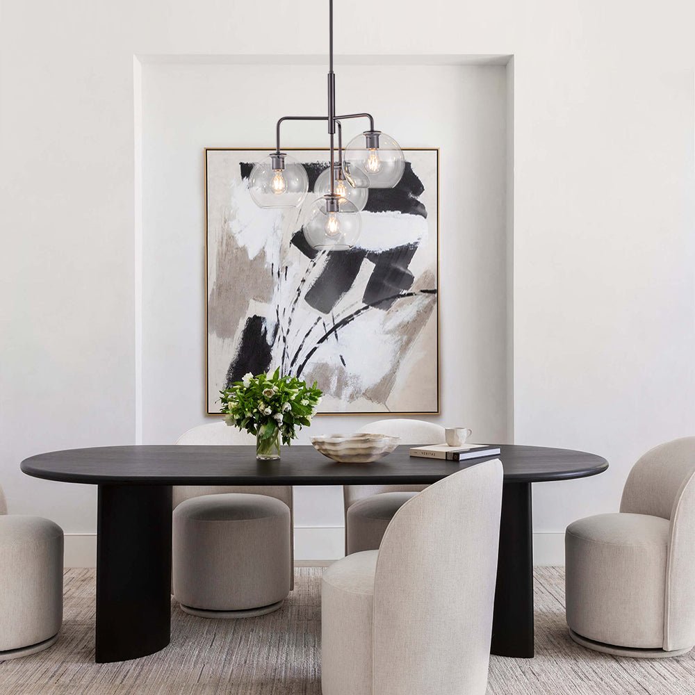Modern 4-Light Clear Glass Bubble Hanging Sputnik Chandelier