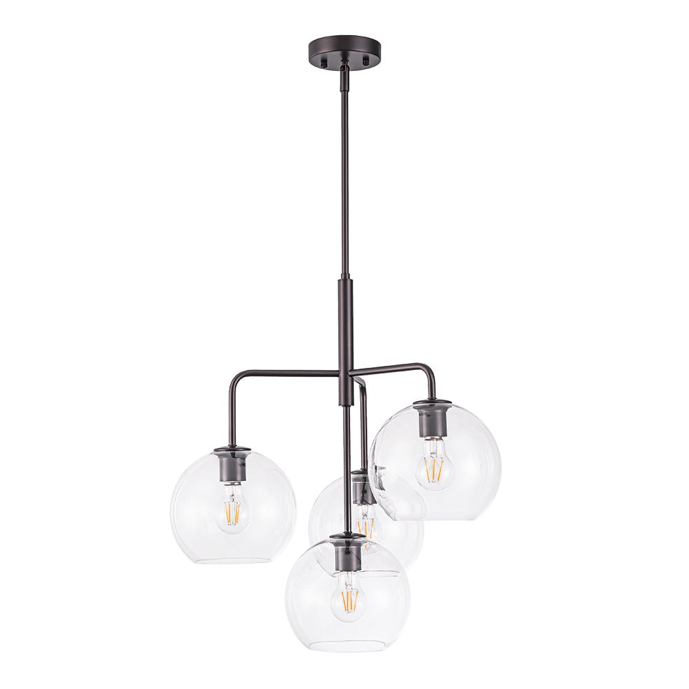 Modern 4-Light Clear Glass Bubble Hanging Sputnik Chandelier